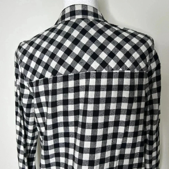 MELLO DAY Black & White Buffalo Check Flannel Ruffle Button Down - Holiday Plaid - Picture 9 of 10